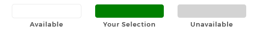 Segmented control with three options: Available (left), Your Selection (center, selected in green), Unavailable (right).