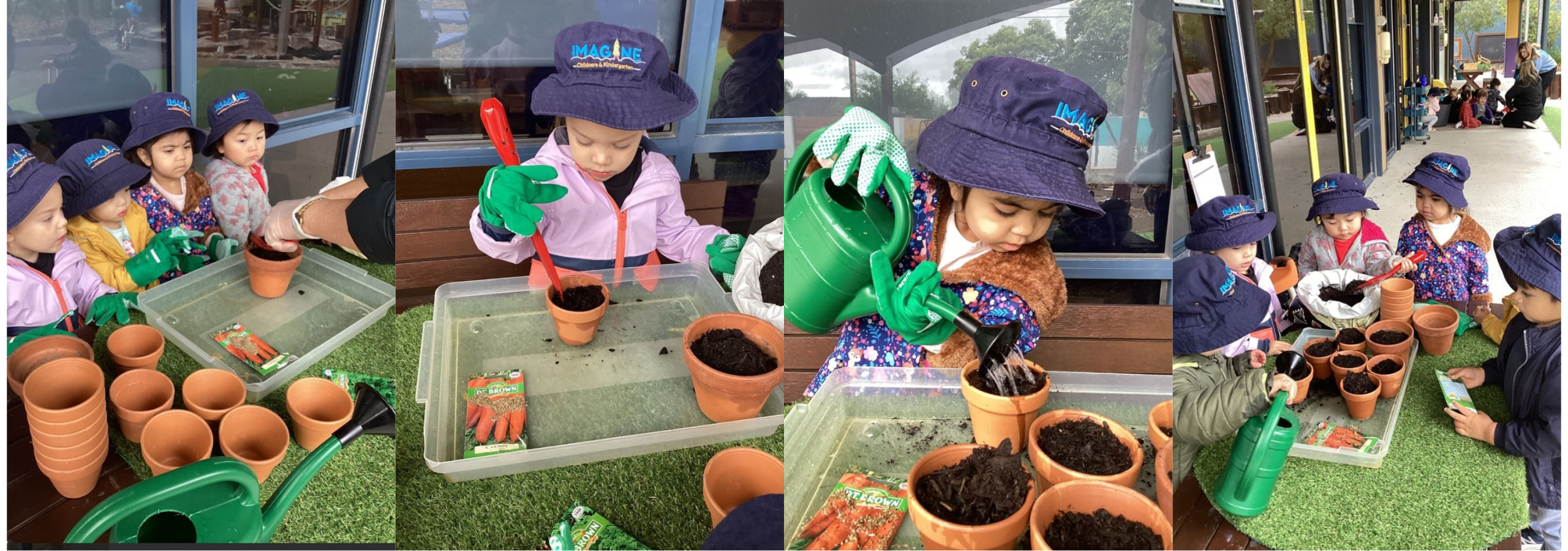 Imagine Childcare and Kindergarten Oakleigh South children planting their own seeds to care for.